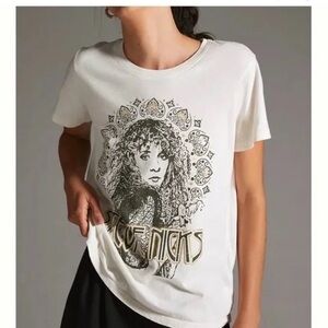Anthropologie Let Luv Vintage-style Stevie Nicks Graphic White Tee